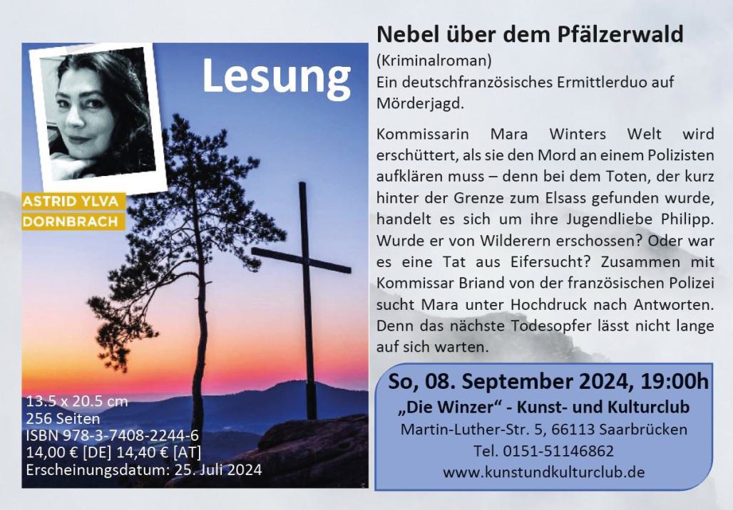 Anmeldung unter: info@kunstundkulturclub.de - 0151 51146862 - Eintritt: 10,00 Euro